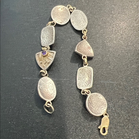 Artisan Gold and Silver Bracelet with Gem Accents - Picture 2 of 2